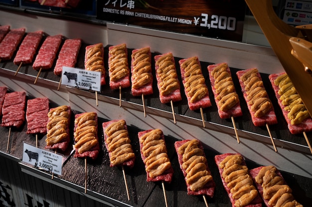 Close up on japanese street food