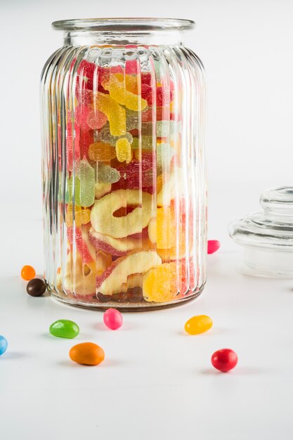 Close-up jar with jelly candies