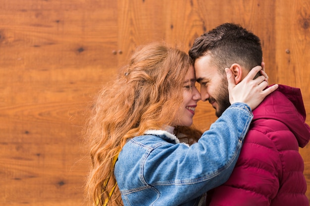 Close up of joyful romantic couple