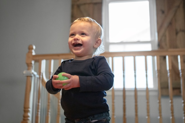 Close up on kid playing indoors