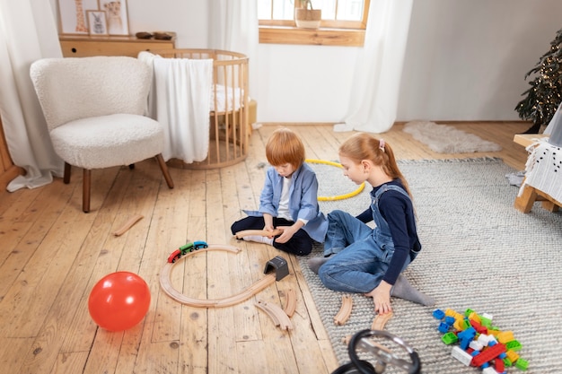 Free Photo close up on kids in their room having fun