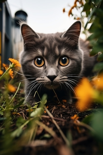 Free photo close up on kitten in grass