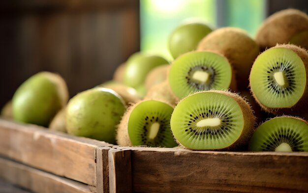 Close up on kiwi seasonal fruits for winter