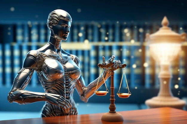 Free photo close up on lawyer ai robot