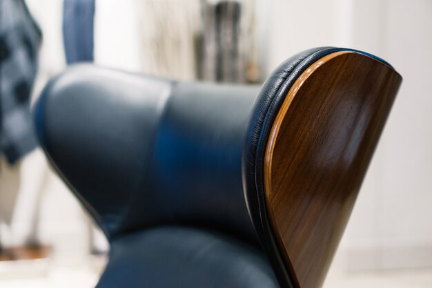 Close-up of leather armchair