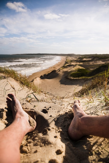 Free Photo  close up legs at beach landscape