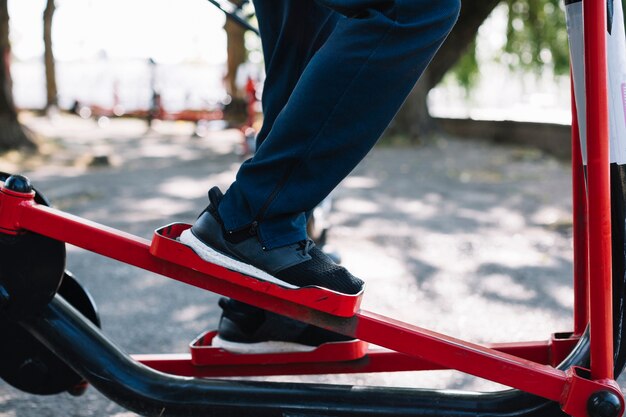 Close-up legs view workout on stepper