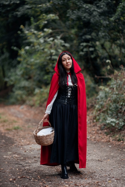 Close up on little red riding hood