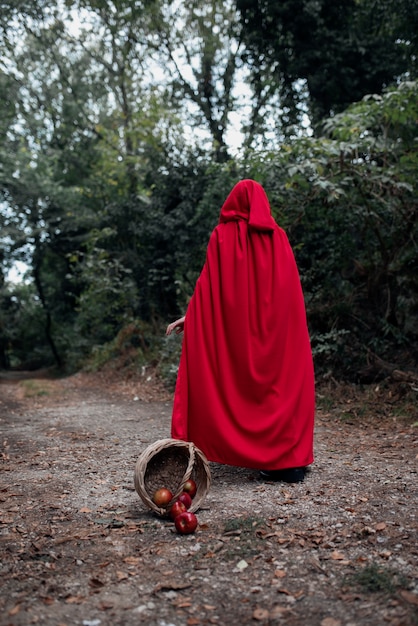 Close up on little red riding hood