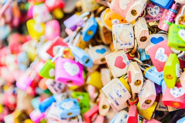 Close-up of love locks