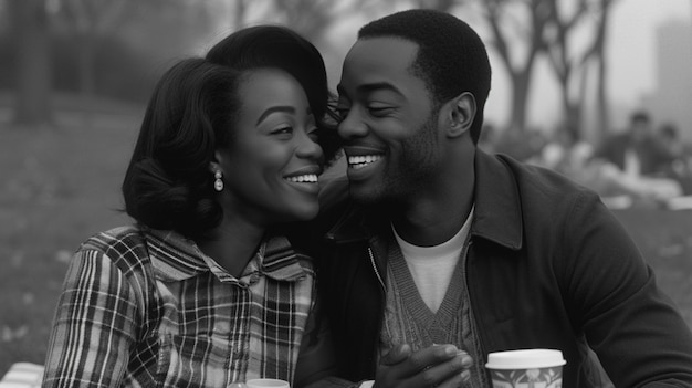 Close up lovely couple enjoying picnic