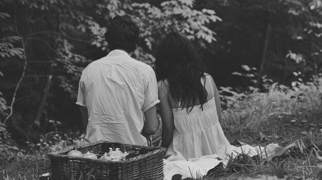 Close up lovely couple enjoying picnic