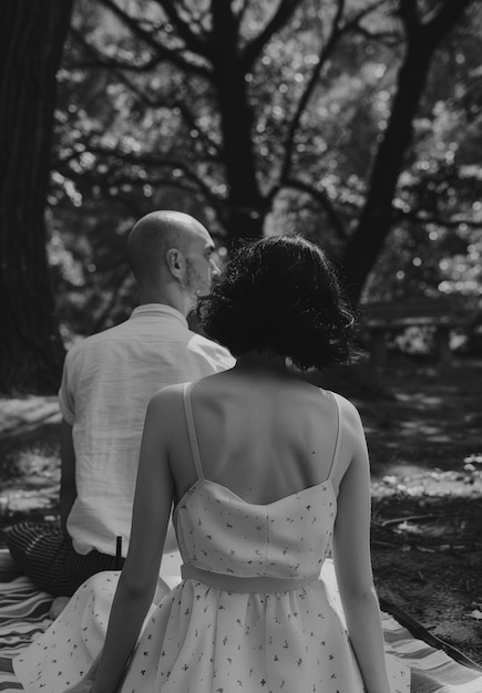 Free photo close up lovely couple enjoying picnic