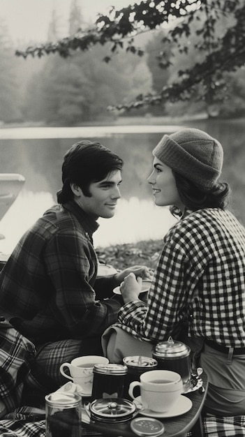 Free photo close up lovely couple enjoying picnic