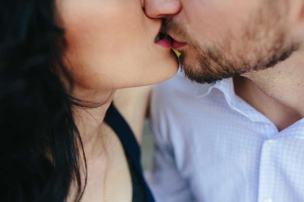 Free Photo close-up of lovers kissing