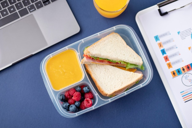 Close up on lunchboxes with delicious food