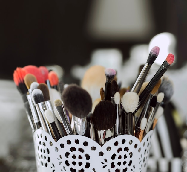 Free photo close up of make up brushes