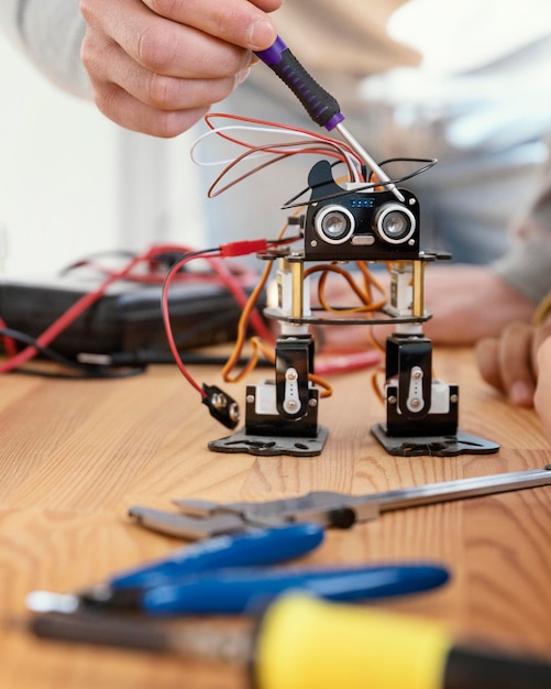 Free photo close up making robots