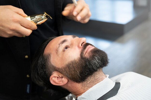 Close up man at barber shop