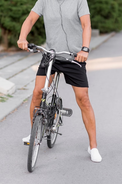 Close-up man on bicycle