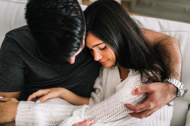 Close-up of man embracing her girlfriend