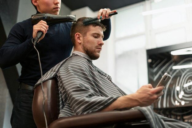 Close up man at hairdresser shop