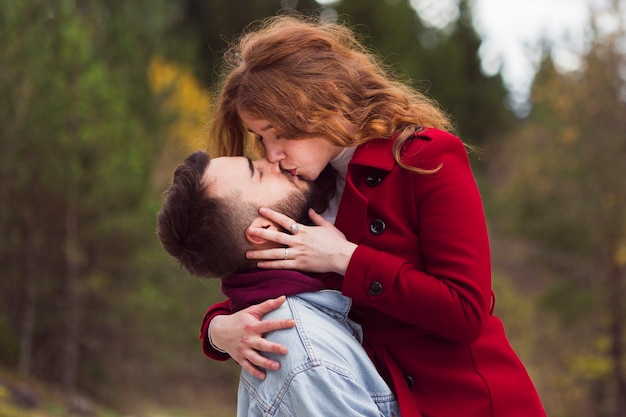 Close up of man kissing woman