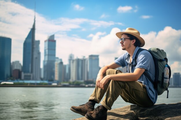 Close up on man prepared for traveling