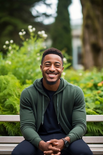 Close up on man smiling in the nature