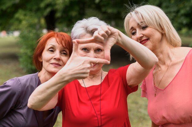 Close-up mature women posing