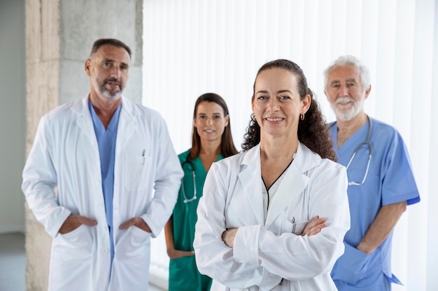 Close up on medical team ready for work