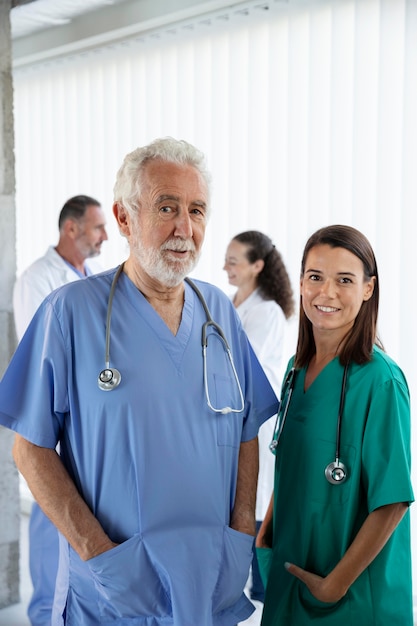 Free photo close up on medical team ready for work