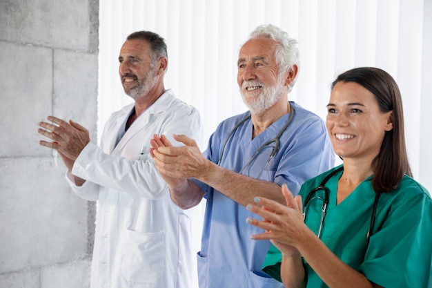 Free photo close up on medical team ready for work