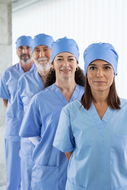 Free photo close up on medical team ready for work