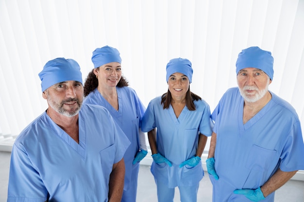 Close up on medical team ready for work