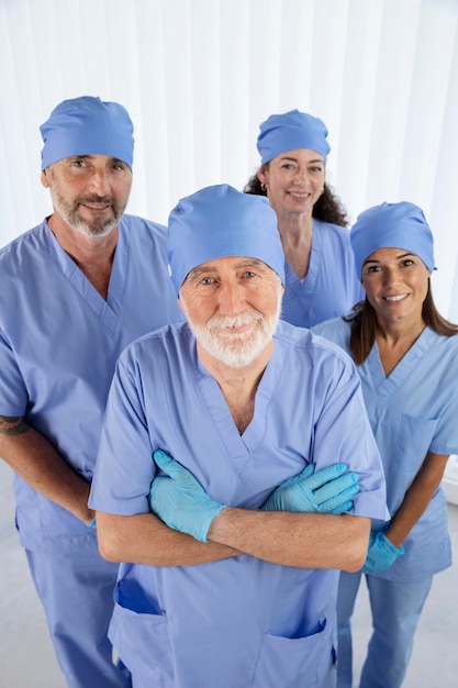 Free photo close up on medical team ready for work