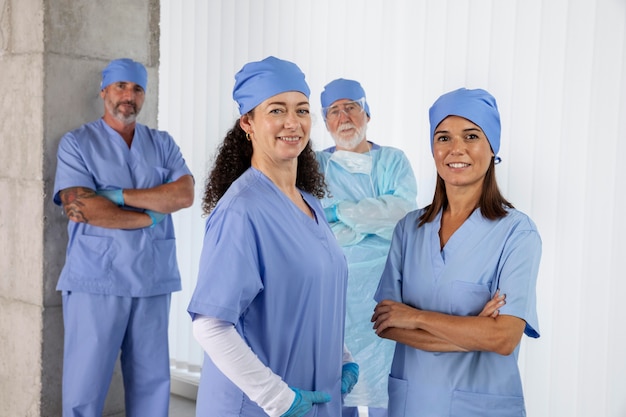 Free photo close up on medical team ready for work