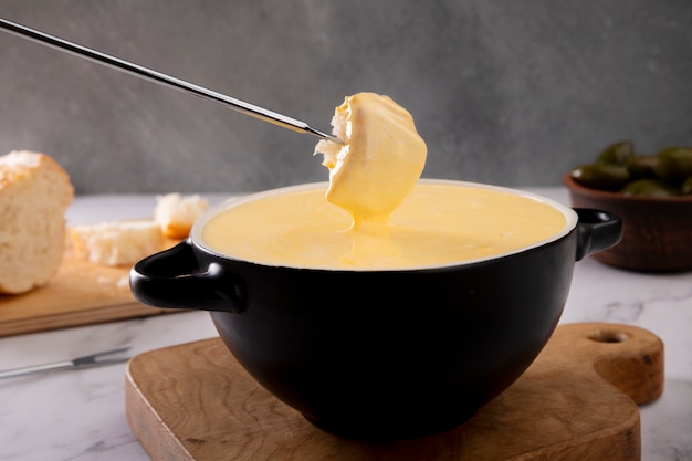 Close up on melted cheese recipe