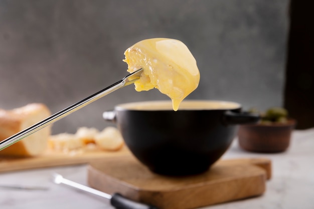 Close up on melted cheese recipe