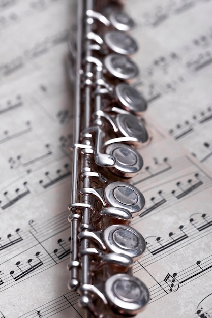 Free Photo close up of metal flute