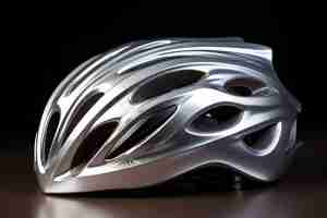 Free photo close up on metallic bike helmet