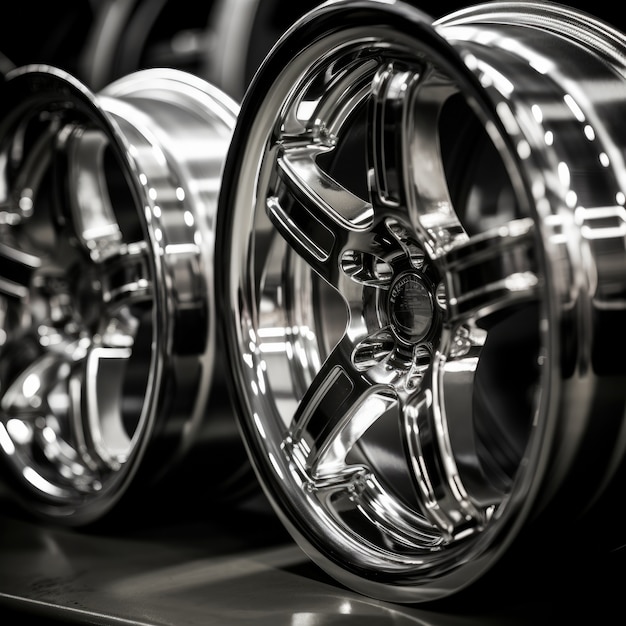 Free Photo close up on metallic car wheel