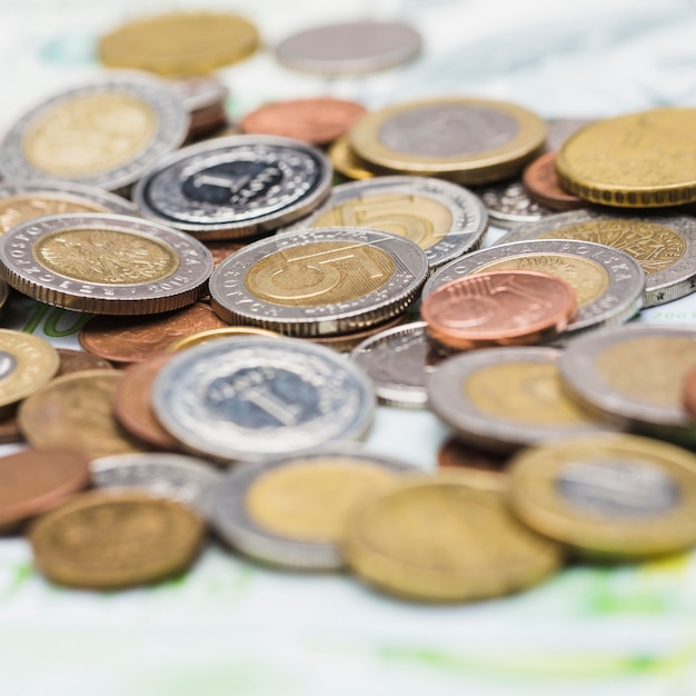 Free photo close-up of metallic coins