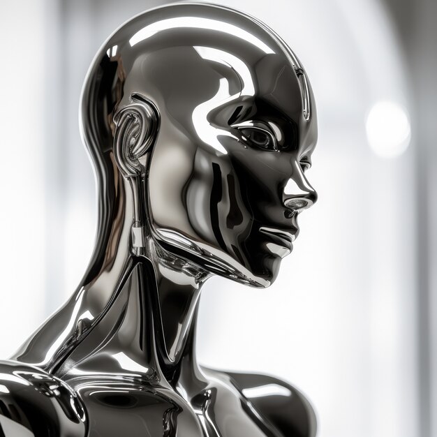 Close up on metallic mannequin