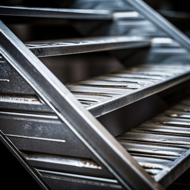 Close up on metallic stairs