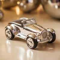 Free photo close up on metallic toy car