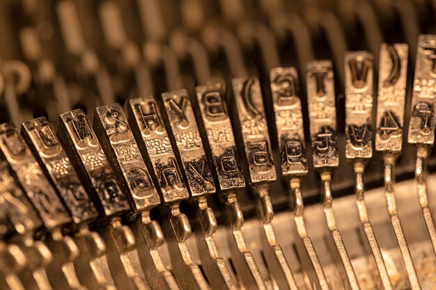 Close-up of metallic typesetting letters