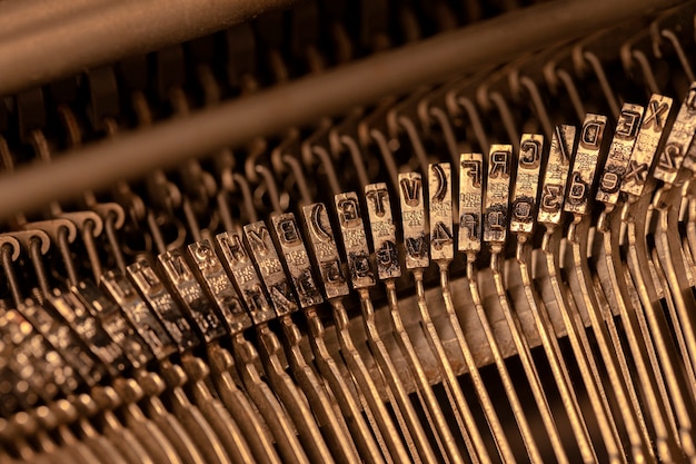 Close-up of metallic typesetting letters