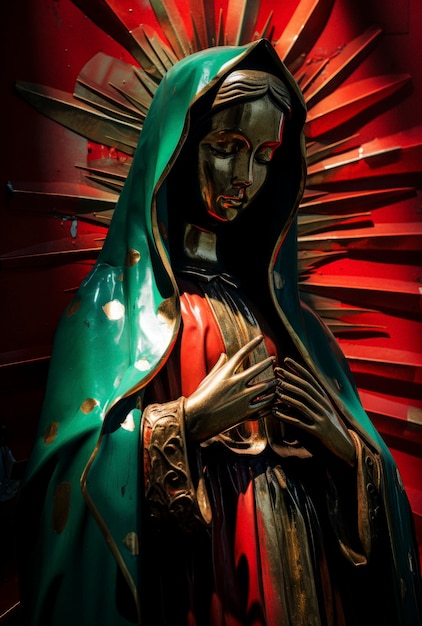 Free photo close up on mexican holy mary statue