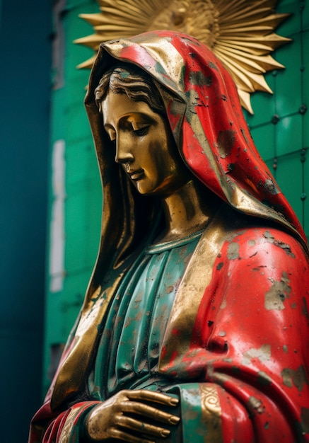 Free photo close up on mexican holy mary statue